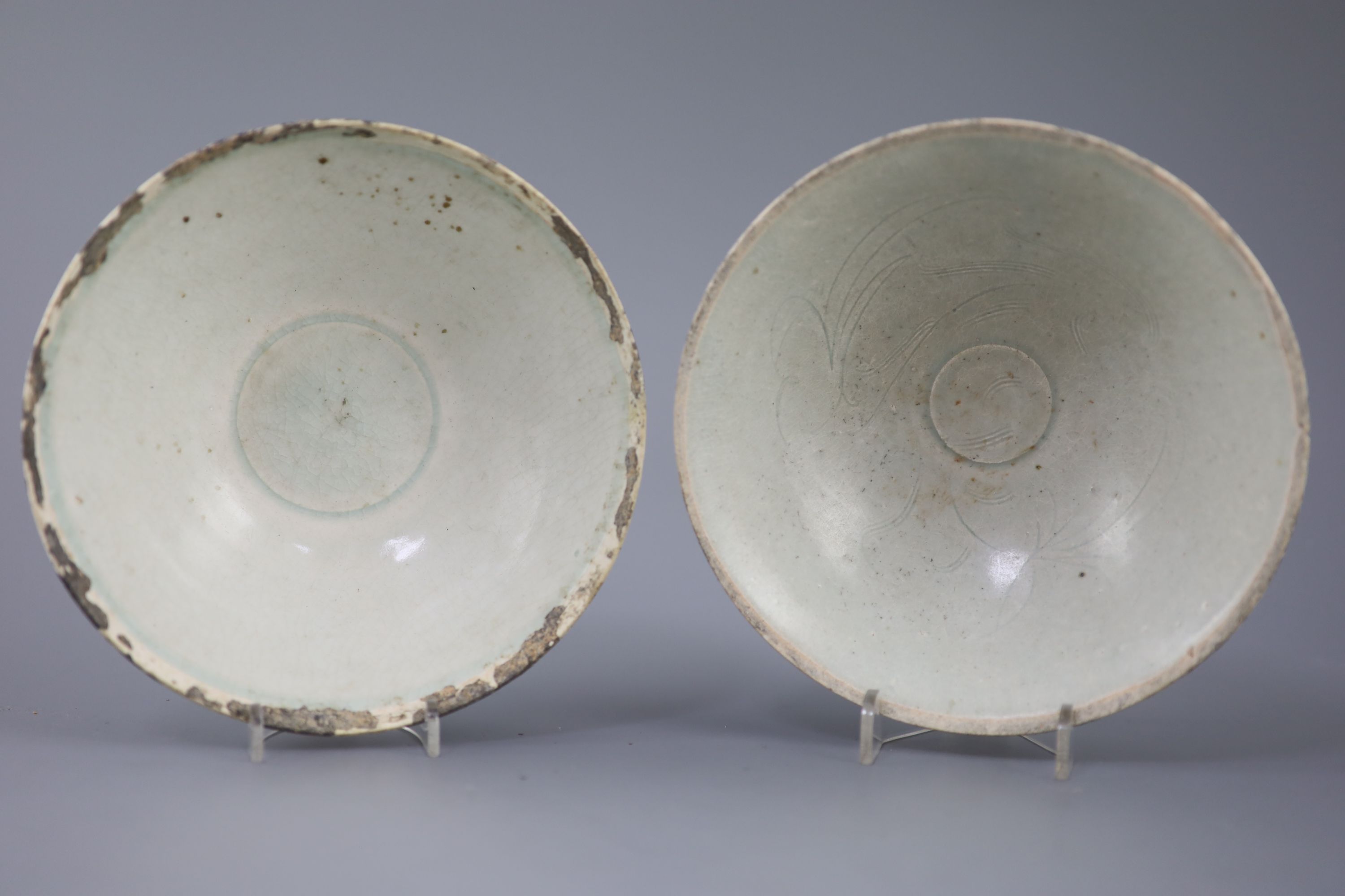 Two Chinese Qingbai bowls, Song dynasty, 17.7 and 17.8cm